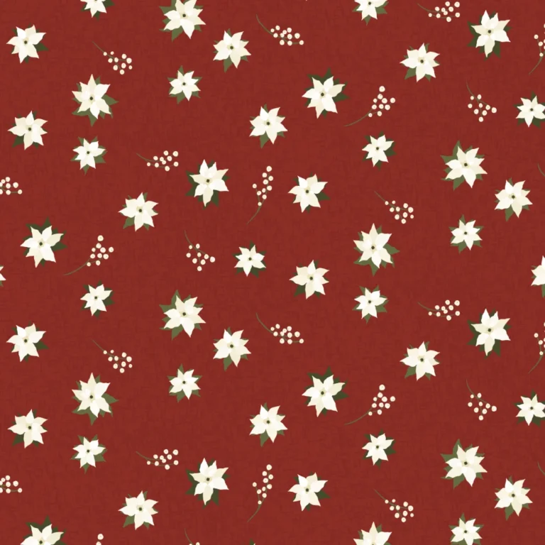Vintage Poinsettia Floral / Red Christmas Botanical Pattern