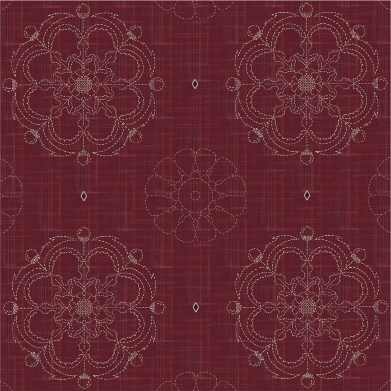 Stitched Medallion – Vintage Oxford Embroidery Pattern in Burgundy