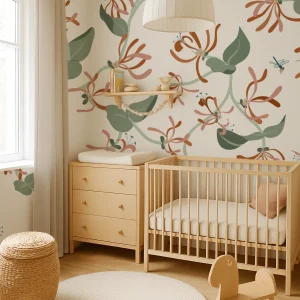 behang kinderkamer met rozig kussentje