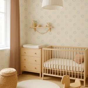 behang kinderkamer met rozig kussentje2