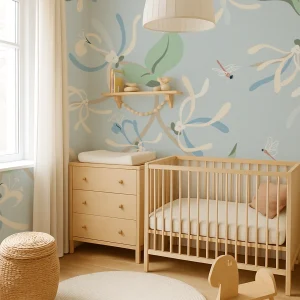 behang kinderkamer met rozig kussentje2